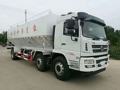 陝汽軒德小(xiǎo)三軸新款散裝飼料運輸車(chē)圖片